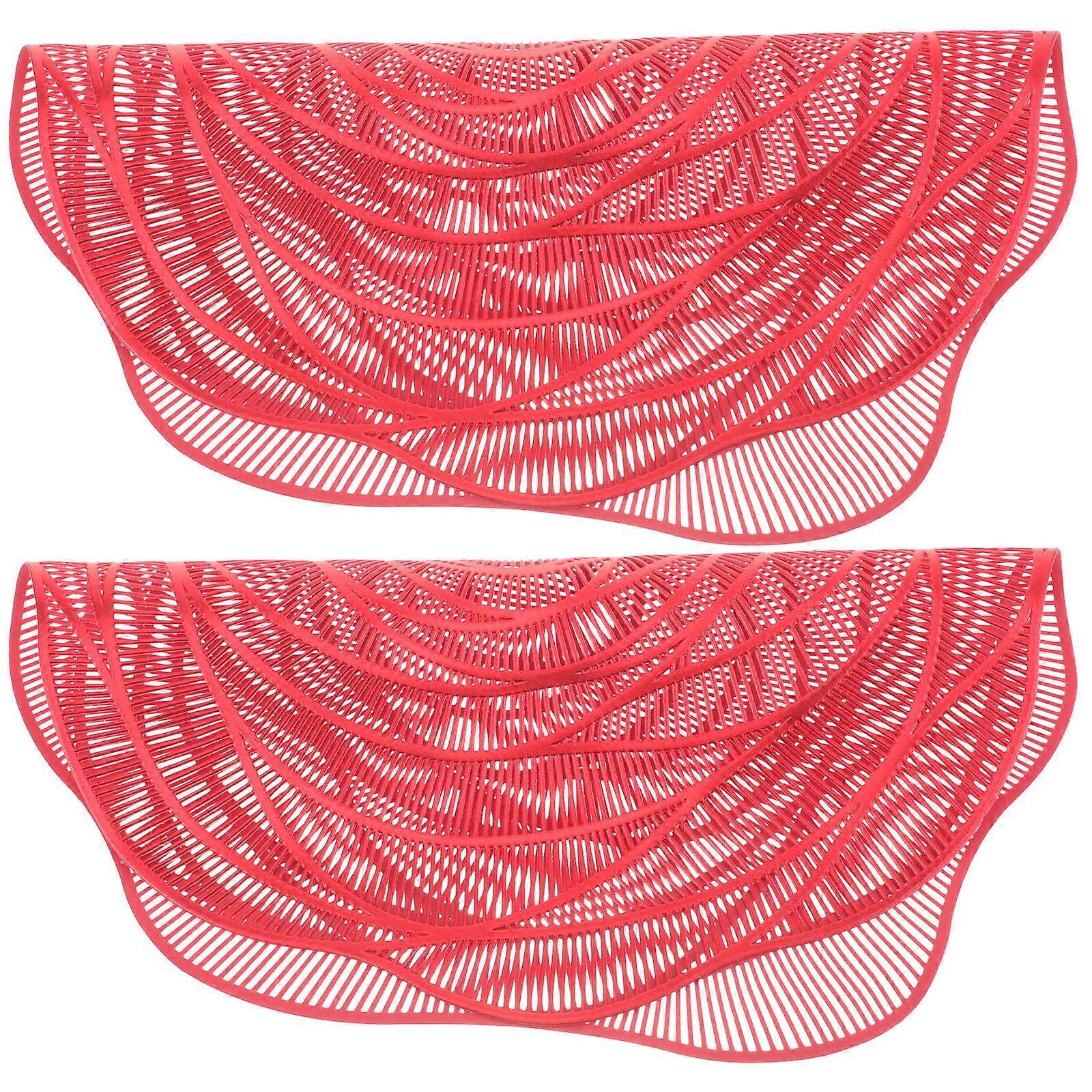Nordic Style Luxury Table Mat Protective Rose Flower Shaped Home Decoration Red 38.00X38.00X0.20CM PVC 2Pcs
