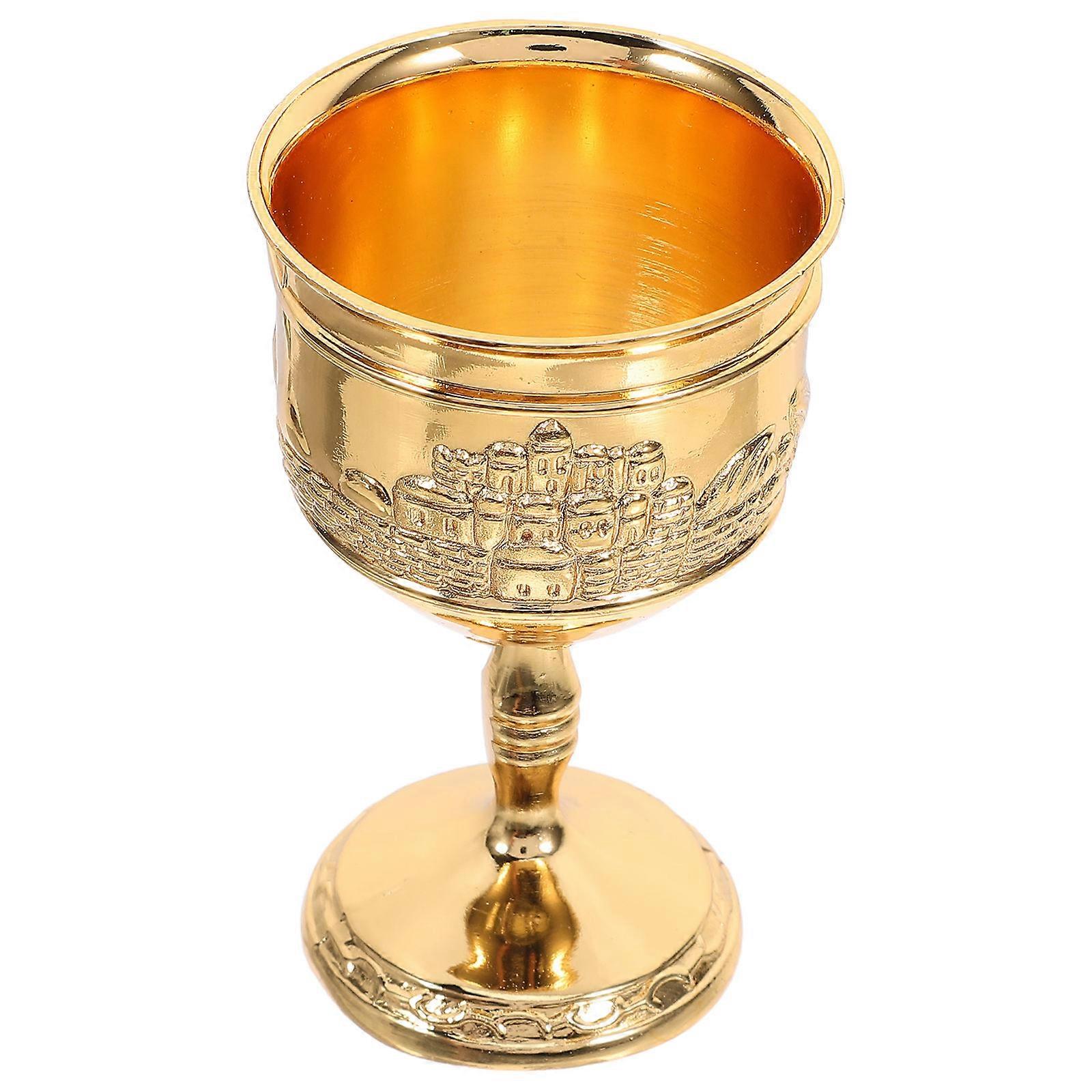 Retro Zinc Alloy Wine Goblet with Embossed Design – Vintage Style Liquor Cup for Home Bar, Parties, and Special Celebrations – Easy to Clean Surface