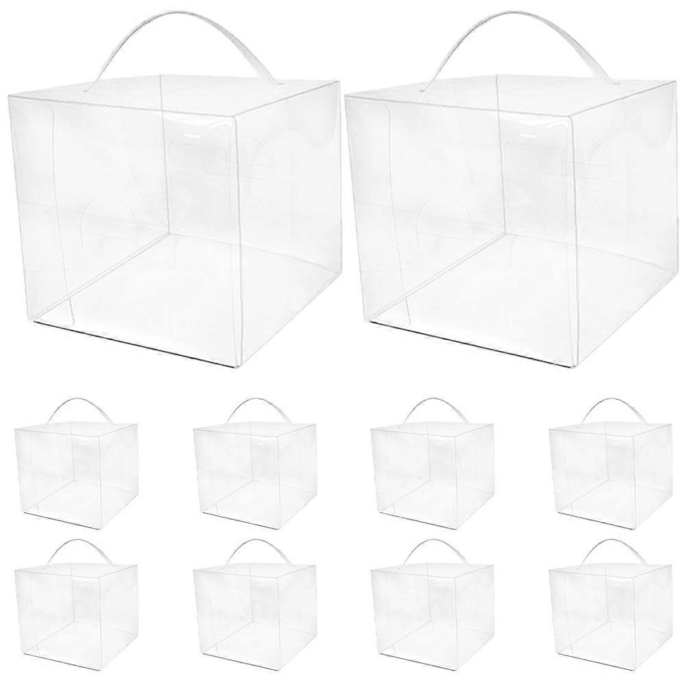 Boxes For Cakes Clear Cake Boxes With Handles For Bakery Items Square Shape Transparent 11X11X11CM Food Storage 10Pcs