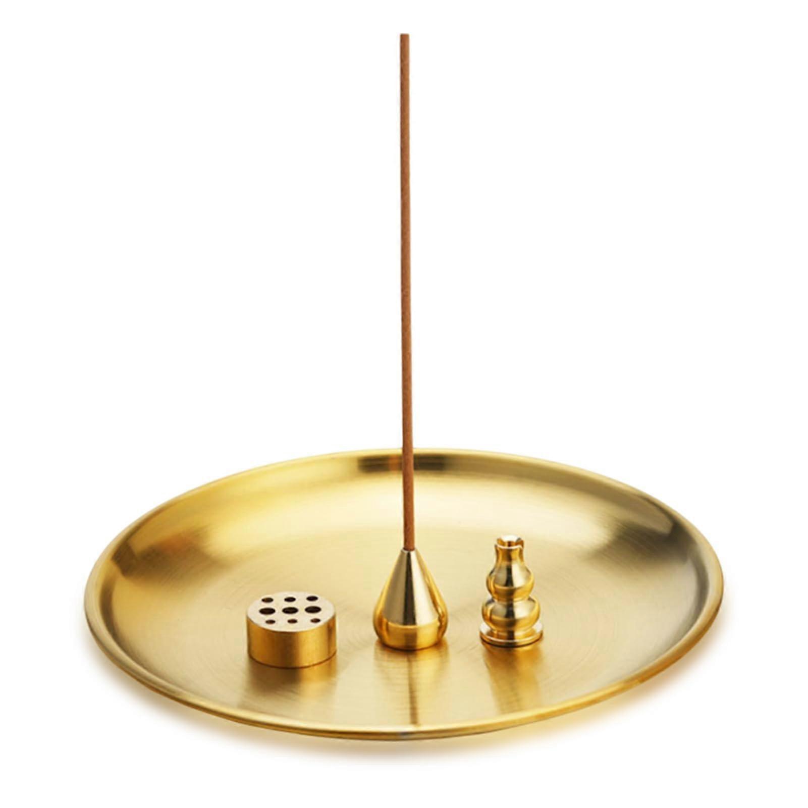 Incense Stick Holder - 4-in-1 Brass Incense Burner with Ash Catcher for Cones and Sticks, Ideal for Meditation and Yoga