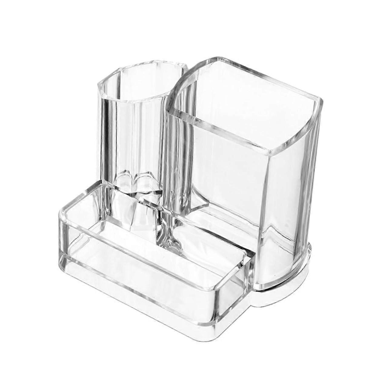 Cosmetic Brush Holder and Makeup Storage Container, Transparent Design for Compact Space-Saving