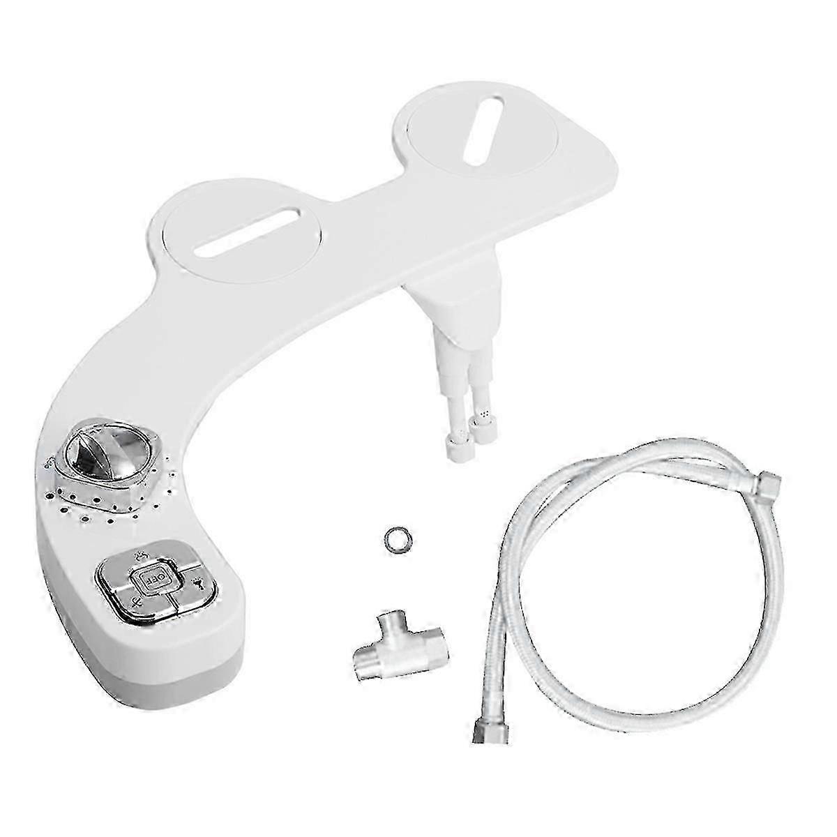 Adjustable Non-Electric Toilet Bidet Attachment with Dual Retractable Nozzles for Self-Cleaning