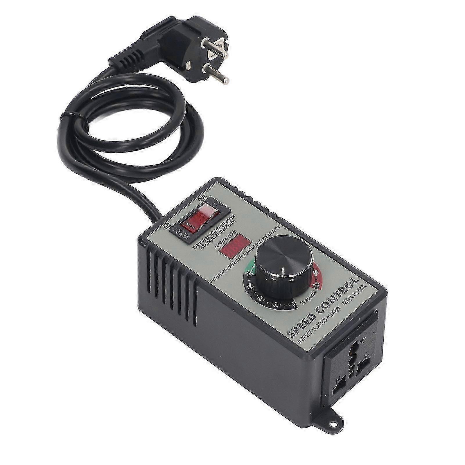 AC Motor Speed Controller for Electric Fans, Variable Speed Control with 10A Universal Socket, EU Plug, AC220 to 240V, 4000W