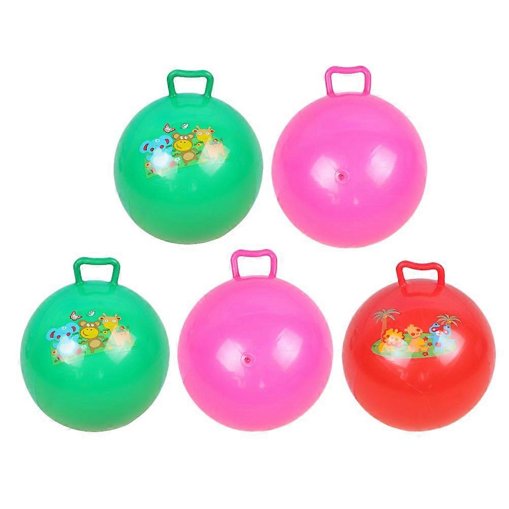 5pcs Kids Inflatable Exercise Balls Jumping Balls Cartoon Pattern Hopper Balls