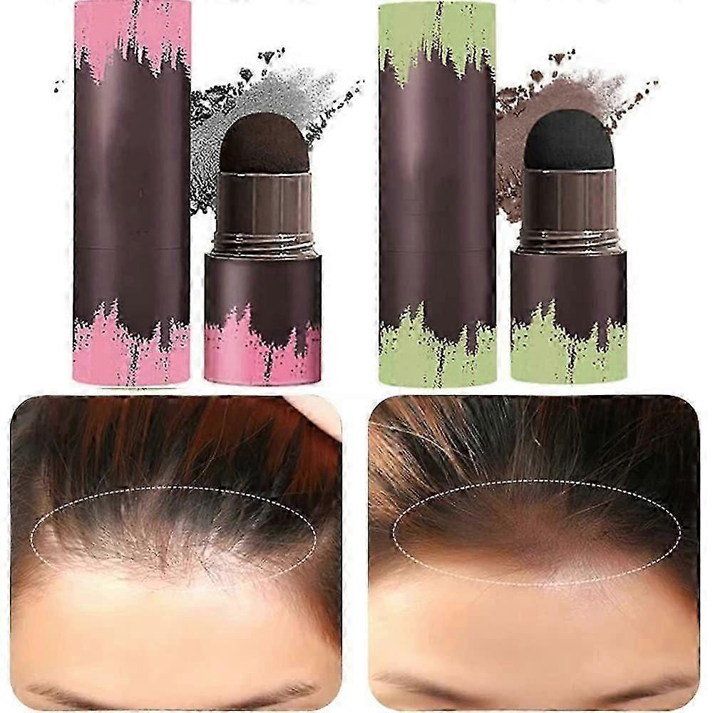 ヘアラインパウダースティック、2PCSヘアシャドウパウダー、ルートタッチアップパウダー、ウォータープルーフヘアシェーディングスポンジペンヘアフィラーパウダー