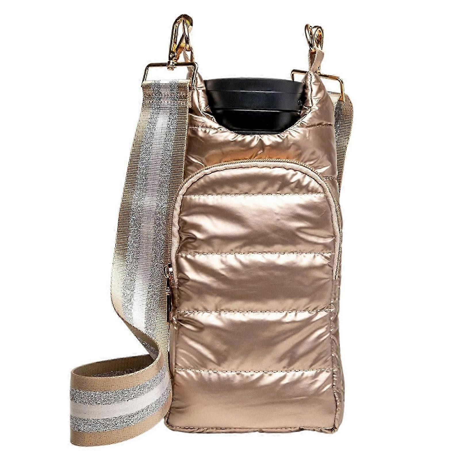 Crossbody Vattenflaskhållare med rem, Vattenflaskhylsa Pufferväska Vattenflaskhållare med rem Vattenflaskrem