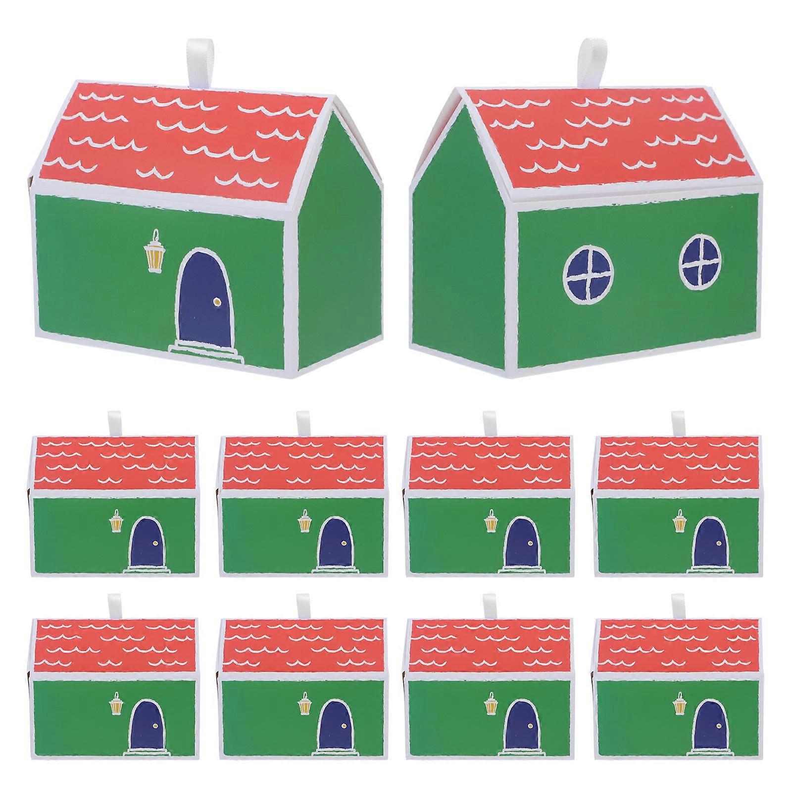 Party Favor Carton House Shaped present Boxes For Celebrations Small Paper Material 13.00X10.50X7.00CM Gifting 10Pcs