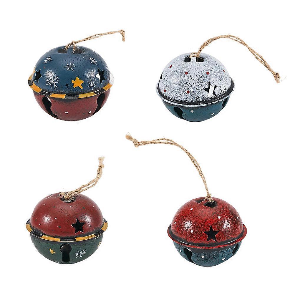 Tree Hanging Ornaments Rustic Bells Christmas Design for Holiday Celebrations 4Pcs