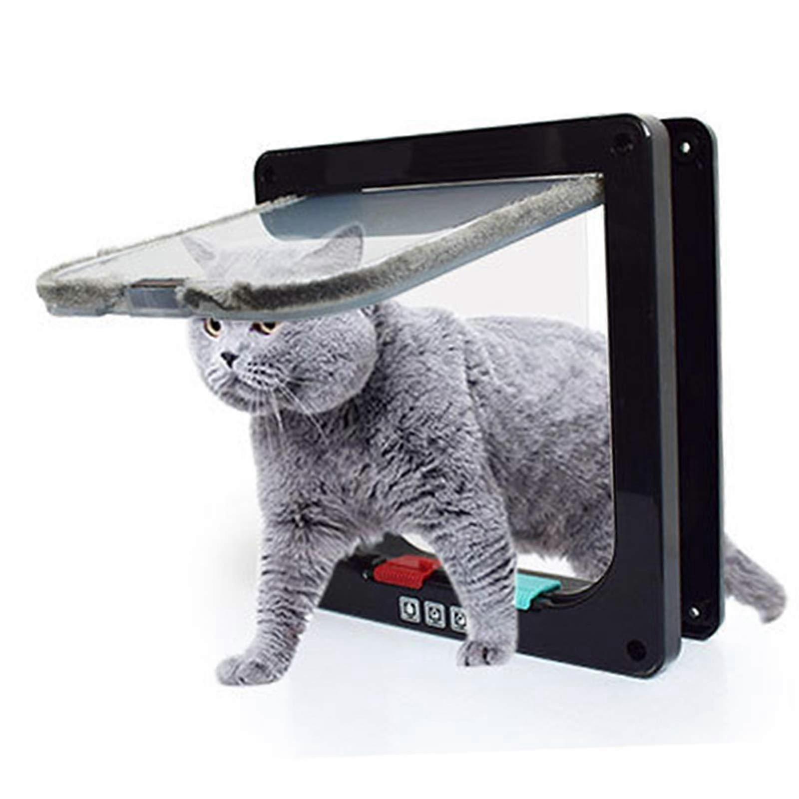 Cat Flap Pet Door/Cat Flap with 4Way Locking, ABS Material Entry and Exit Flap Door for Sliding Glass Door and Window, 3 Sizes