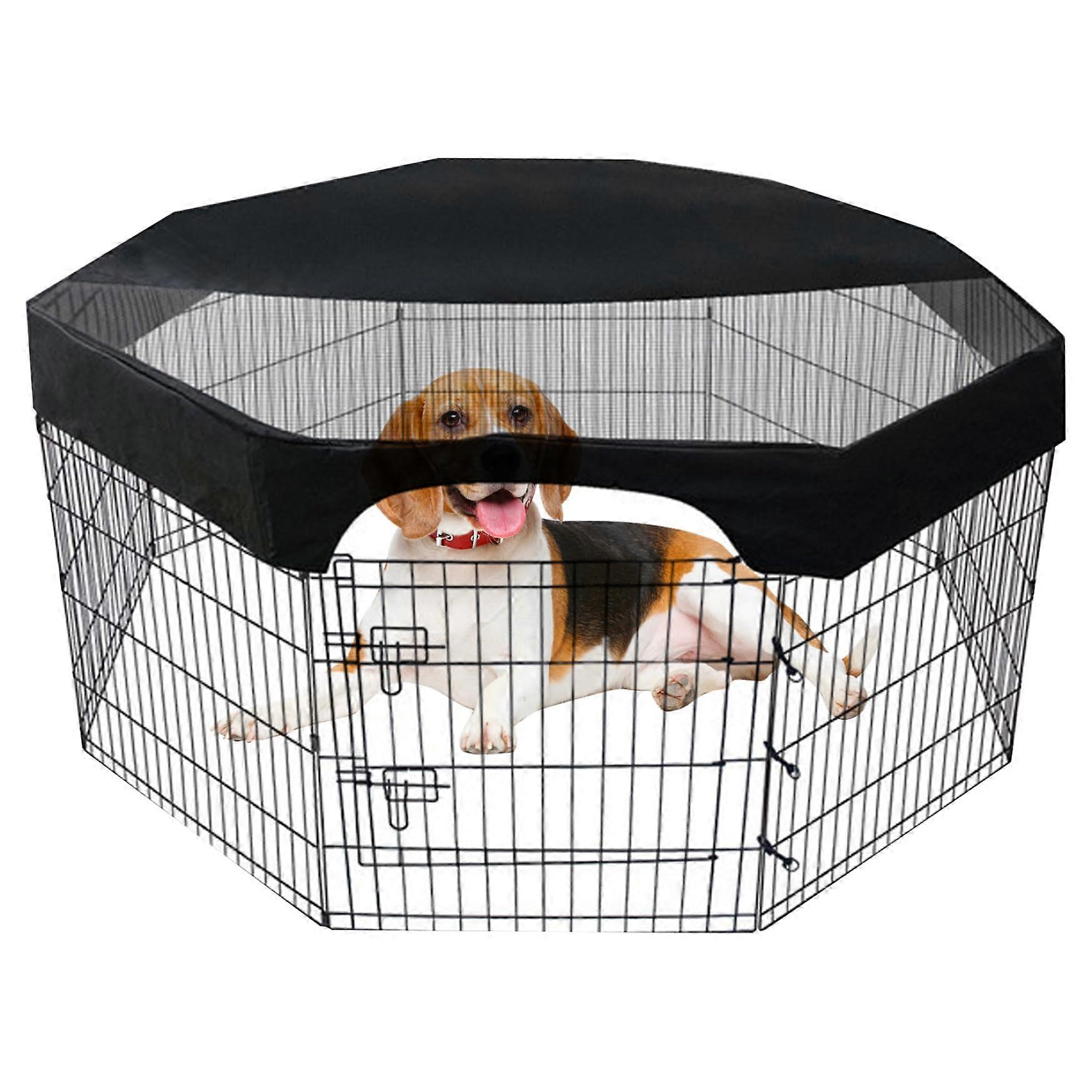 Octagonal Dog Playpen Cover Sun Proof Crate Breathable Playpen Fits All 24' Wide 8 Panel Pet Pen, Only Shade and Safety, Only Shade and Safety
