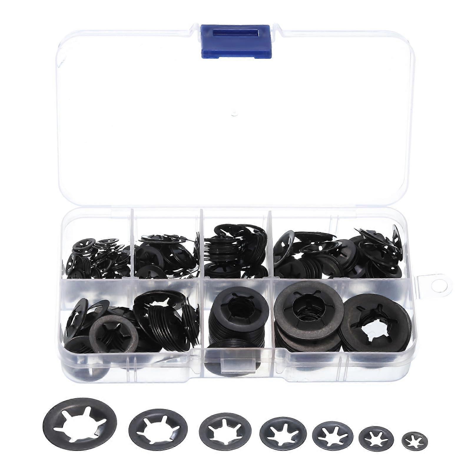280Stk Inner Tooth Washers Set M3 M4 M5 M6 M8 M10 M12 65Mn Steel Quick Release Star Lock Washers for Fasteners