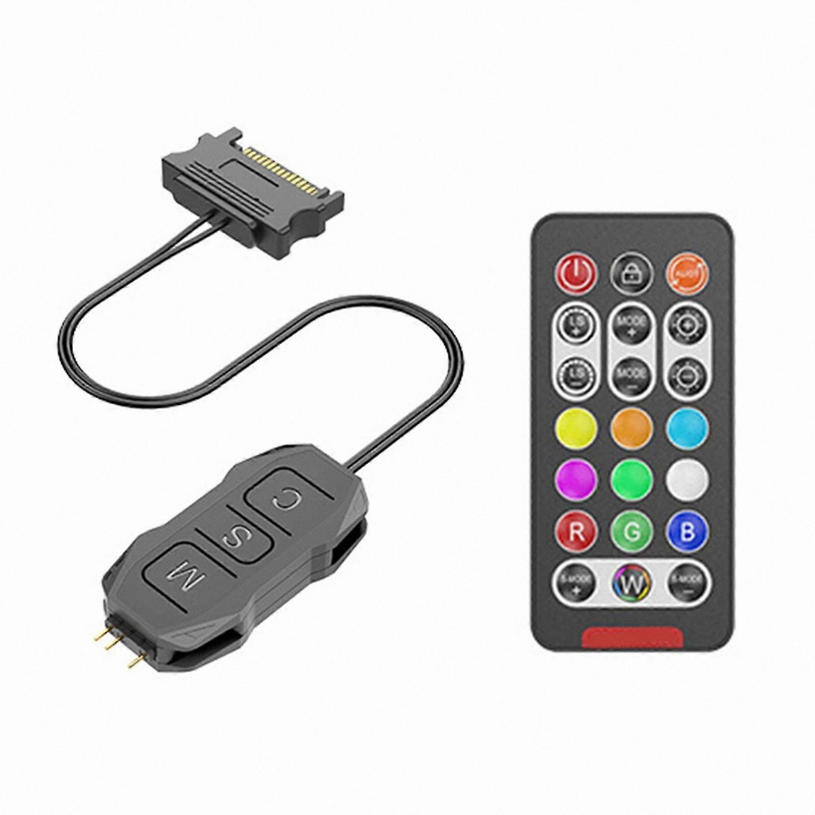 Wireless Remote ARGB Controller, 5V3Pin PC Lighting Hub, Easy Setup, Durable ABS Material, White Finish