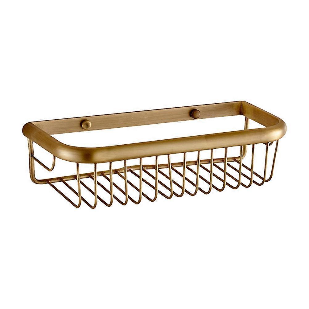 Copper Wall Mount Corner Shower Basket Organizer with Hollow Drain Design for Bathroom or Kitchen – Space Saving Storage Rack for Soap, Toothpaste