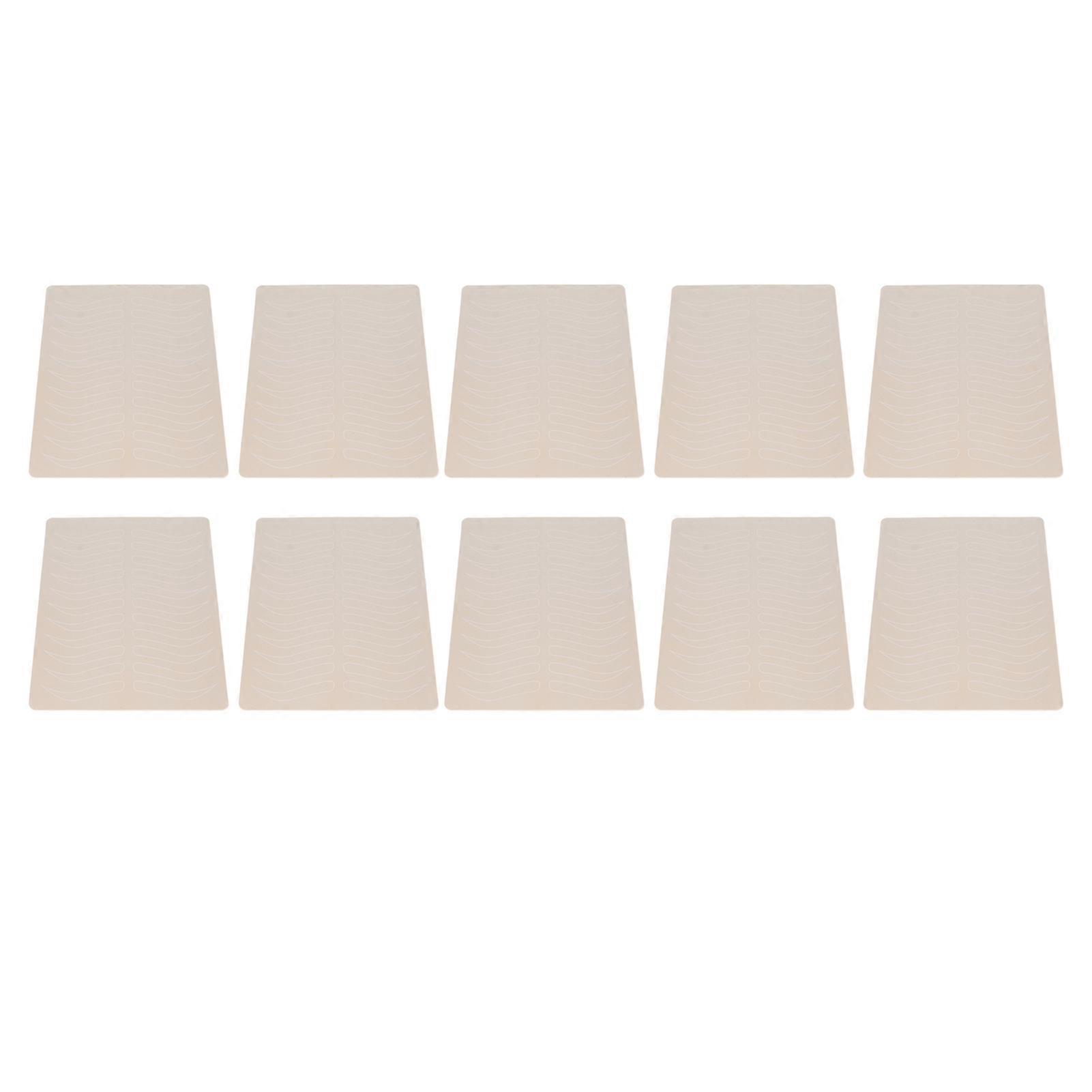 10Pcs Microblading Practice Skin One Sided Pattern 11 Pairs Inkless Silicone Eyebrows Practice Skin Sheet for Beginner