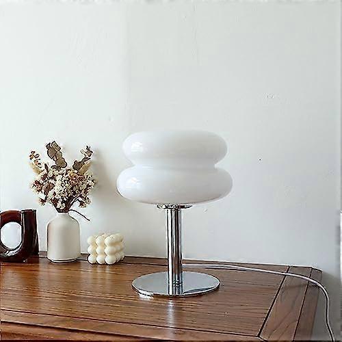 Egg Tart Table Lamp Glass USB Desk Lamp For Girls White Energy Efficient Soft Light USB Button Switch