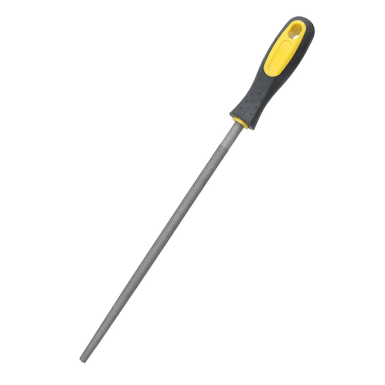 Round File 10-Inch Steel Rasp With Handle For Metal And Leather Projects, Iron And Steel Compatible, Medium Tooth
