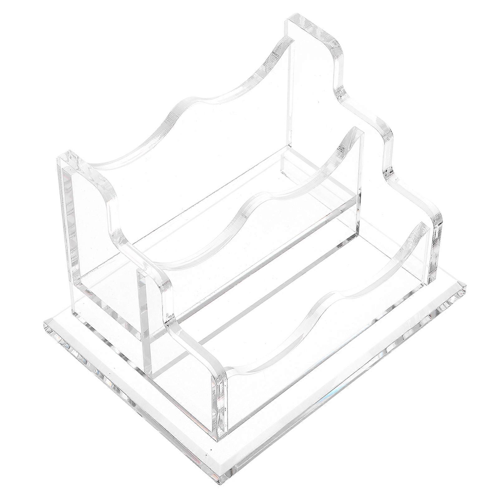 Transparent Acrylic Business Card Stand for Desktop Use with Large Capacity and Non Slip Base 3.5 x 2.5 inches
