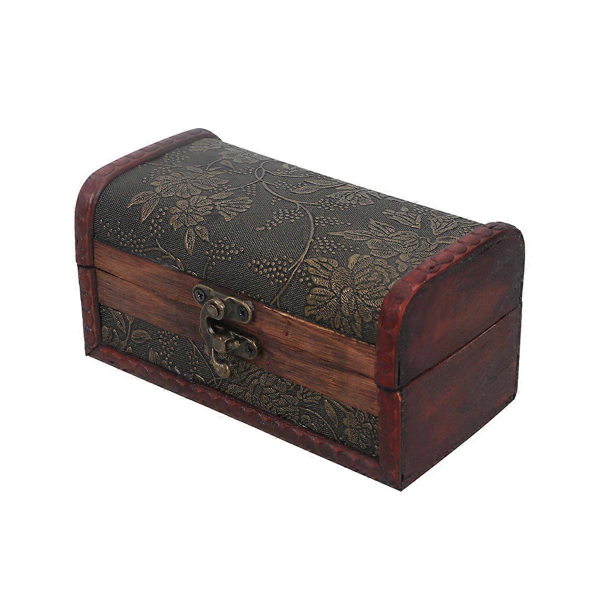 Chinese Style Storage Box Wooden Sundry Storage Container Orange Rectangular Photo Props 1Set