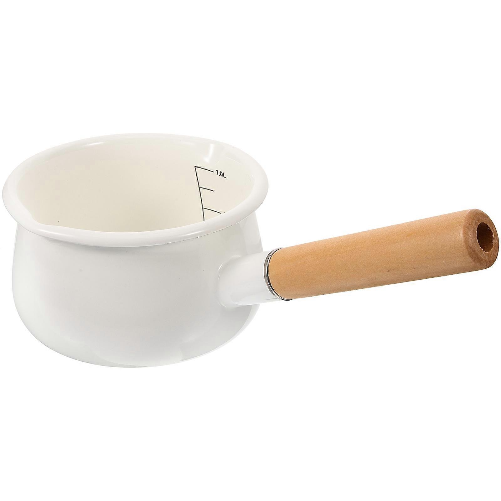 Enamel Small Saucepan Multi-Function Cooking Pot Home Cooking White 29X15X9CM Non-Stick 1Pack