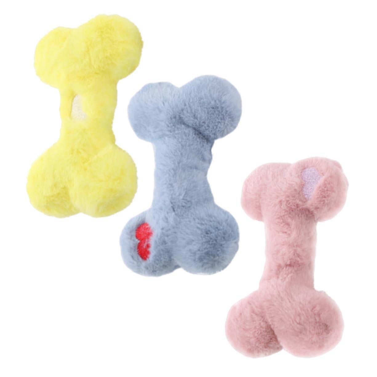 3piece interactive dog toy set, soft plush with squeaker, washable, colorful, for puppies and small dogs to chew and play with