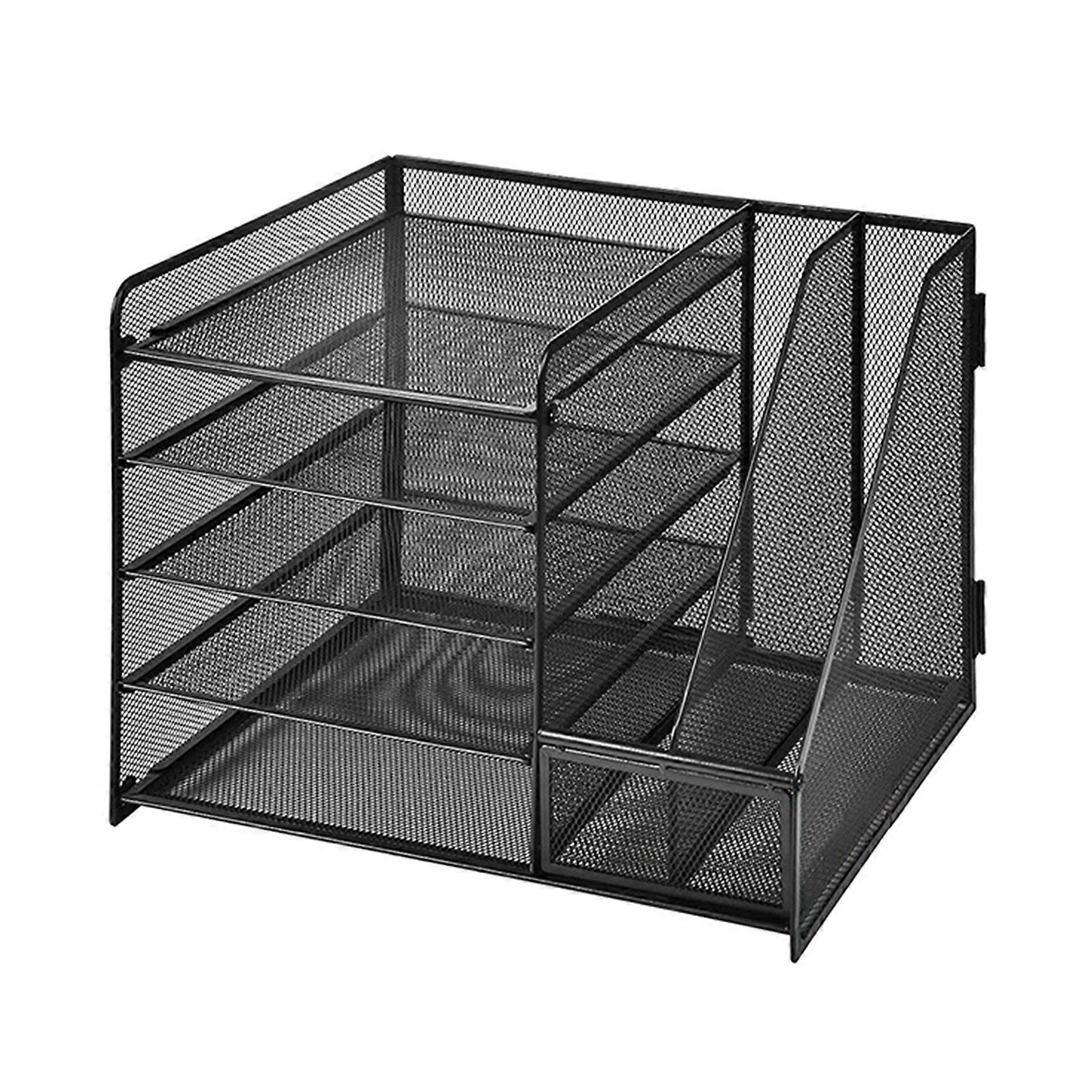 Multipurpose Document Organiser 5-Tiered Paper File Tray Document Organiser with Magazine Rack Desktop File Organiser Multicolor