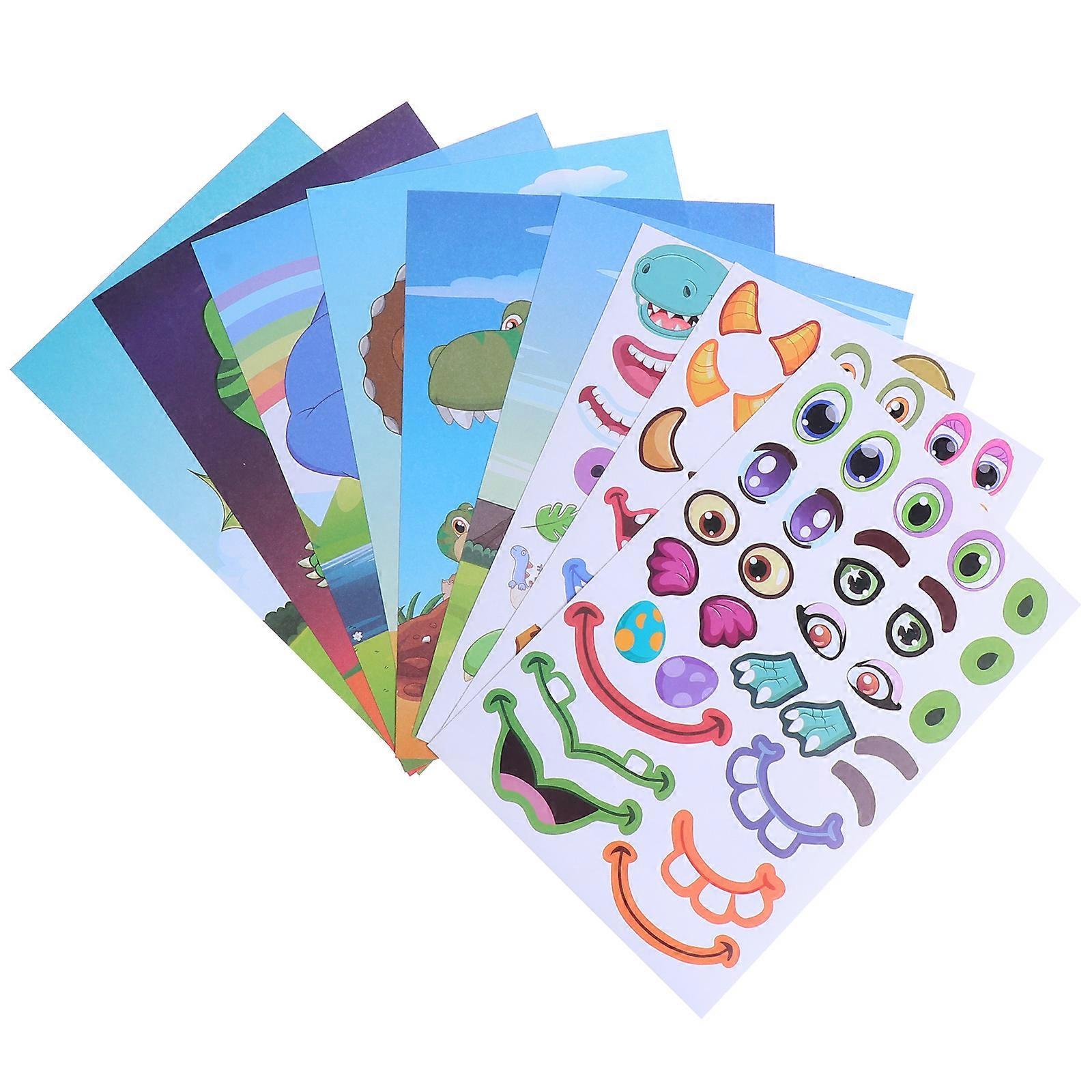 1 Set DIY Dinosaur Stickers Mix & Match Puzzle Stickers for Creative Play, Art Class, Birthday Party, and Rewards for Boys