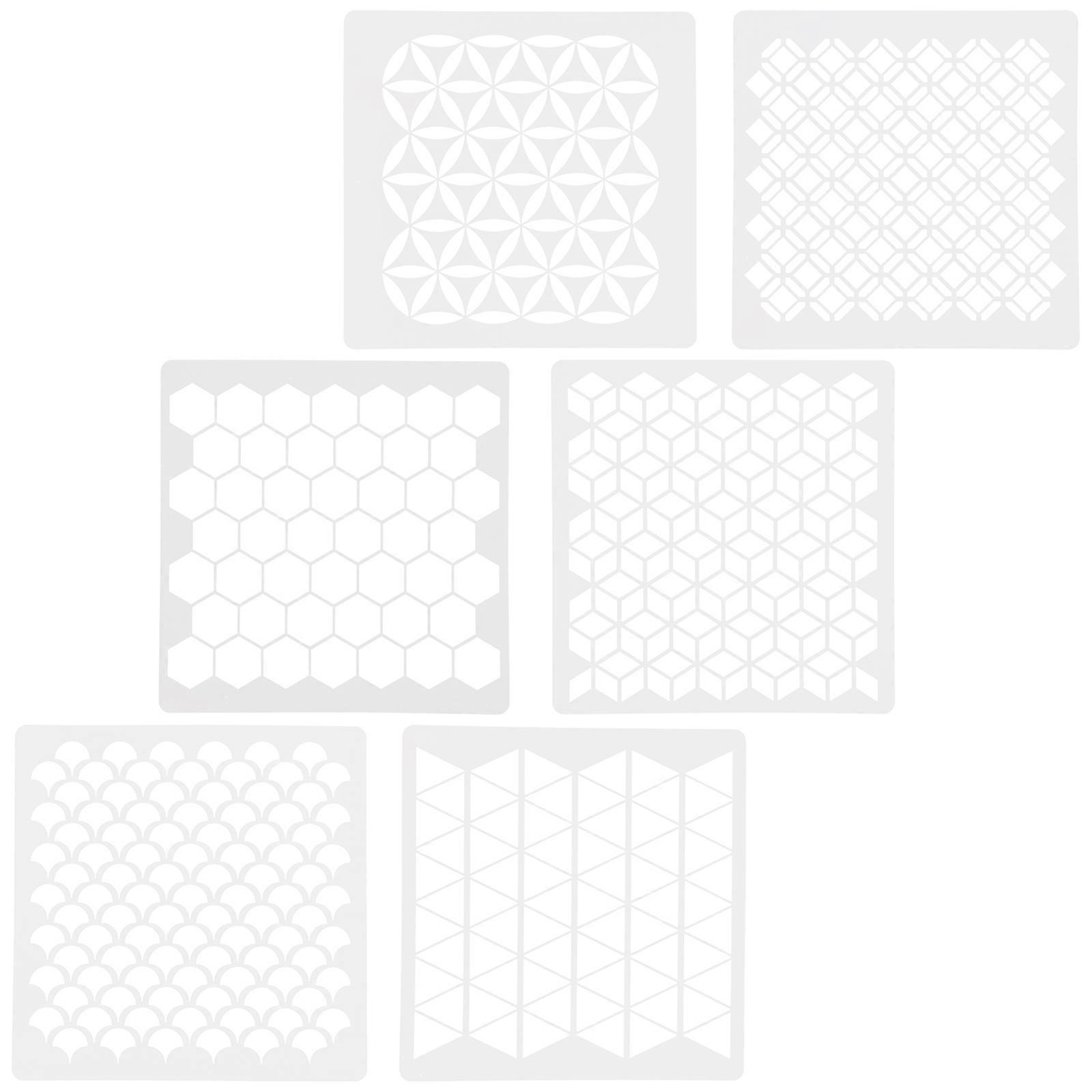 6pcs Durable Geometric Wall Painting Stencils for Easy DIY Home Decor – Reusable Design for Unique Wall Art
