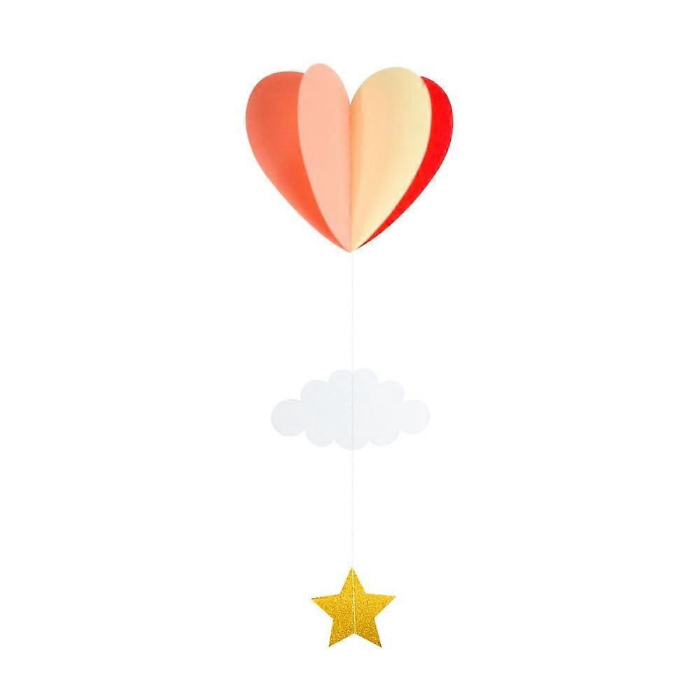 10 Pieces 3D Hot Air Balloon Shape with Clouds Star Hanging Decorations Pink A