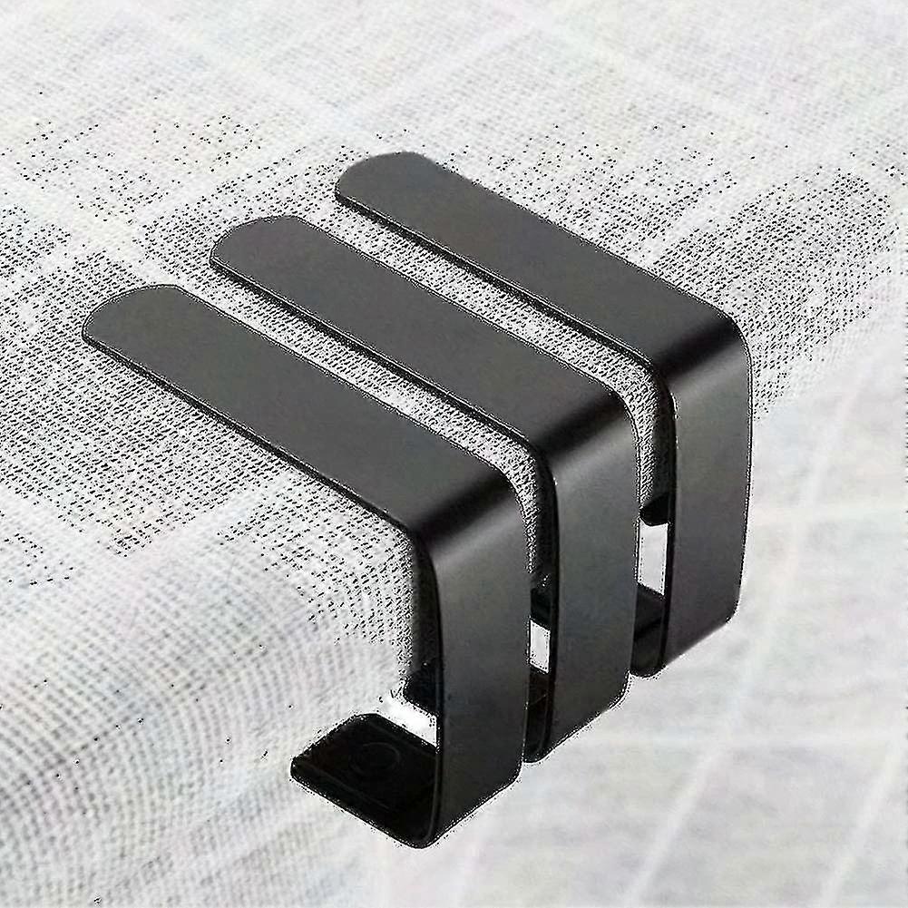 4pcs Non-slip Stainless Steel Tablecloth Clips - Triangular Black Tablecloth Holders