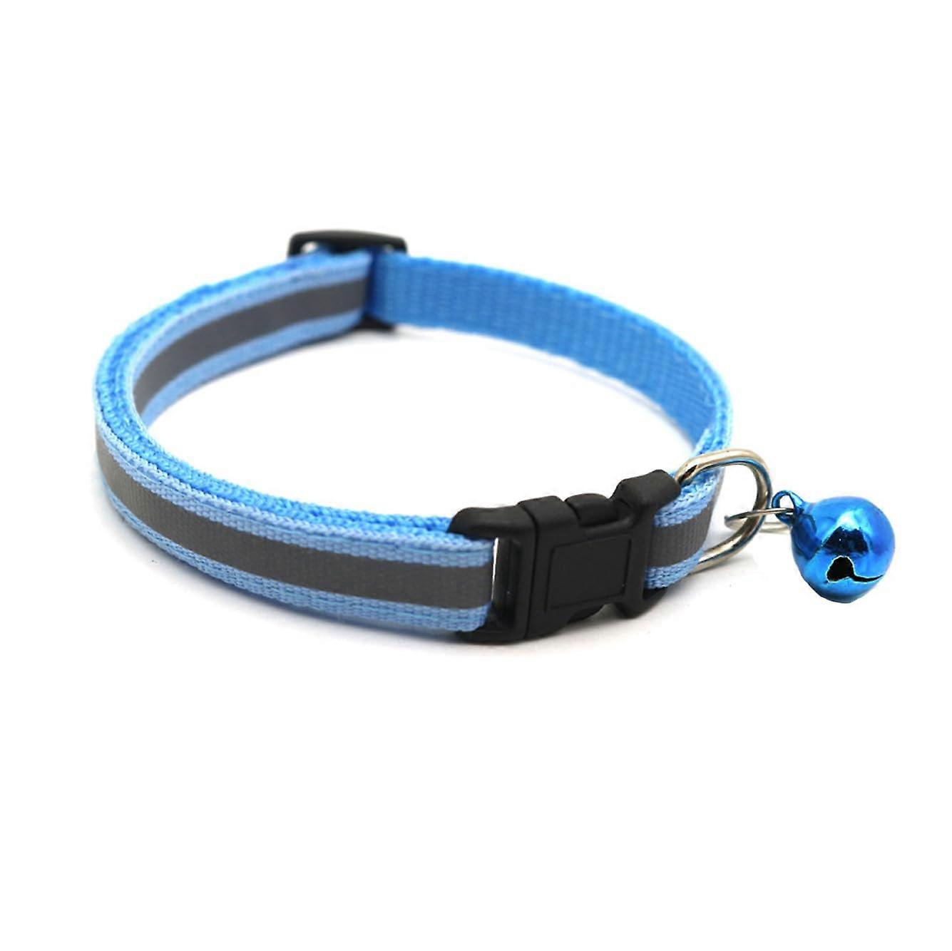 Cat collar with bell, reflective, blue