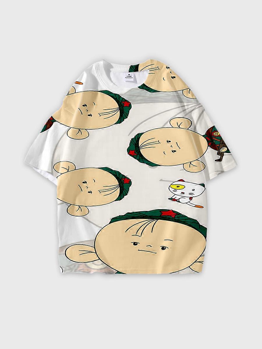 T-shirt round neck Cartoon Pattern loose short sleeve C1401