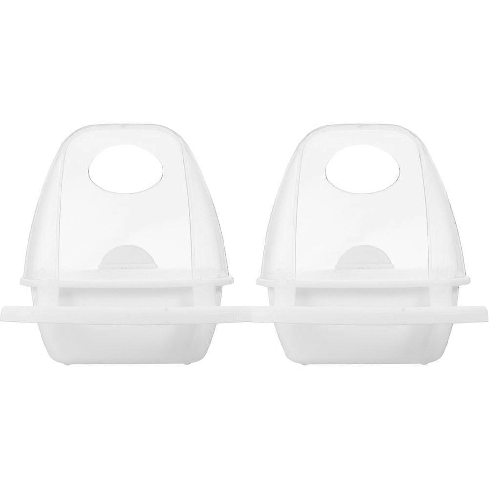 Transparent Bird Food Container Splashing Proof Bird Feeder for Pet Use Made of Safe Plastic White Color