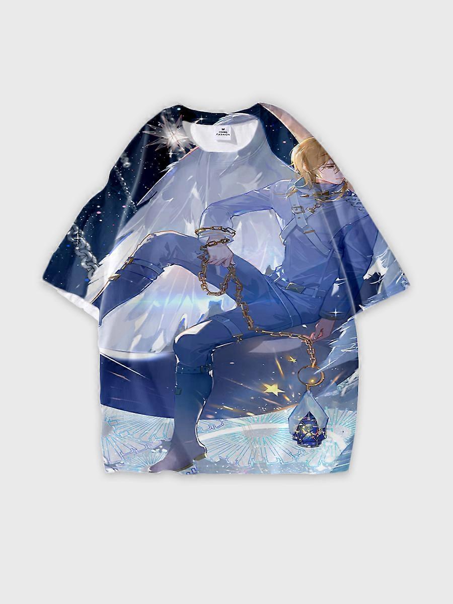 T-shirt round neck Role Pattern loose short sleeve E3634