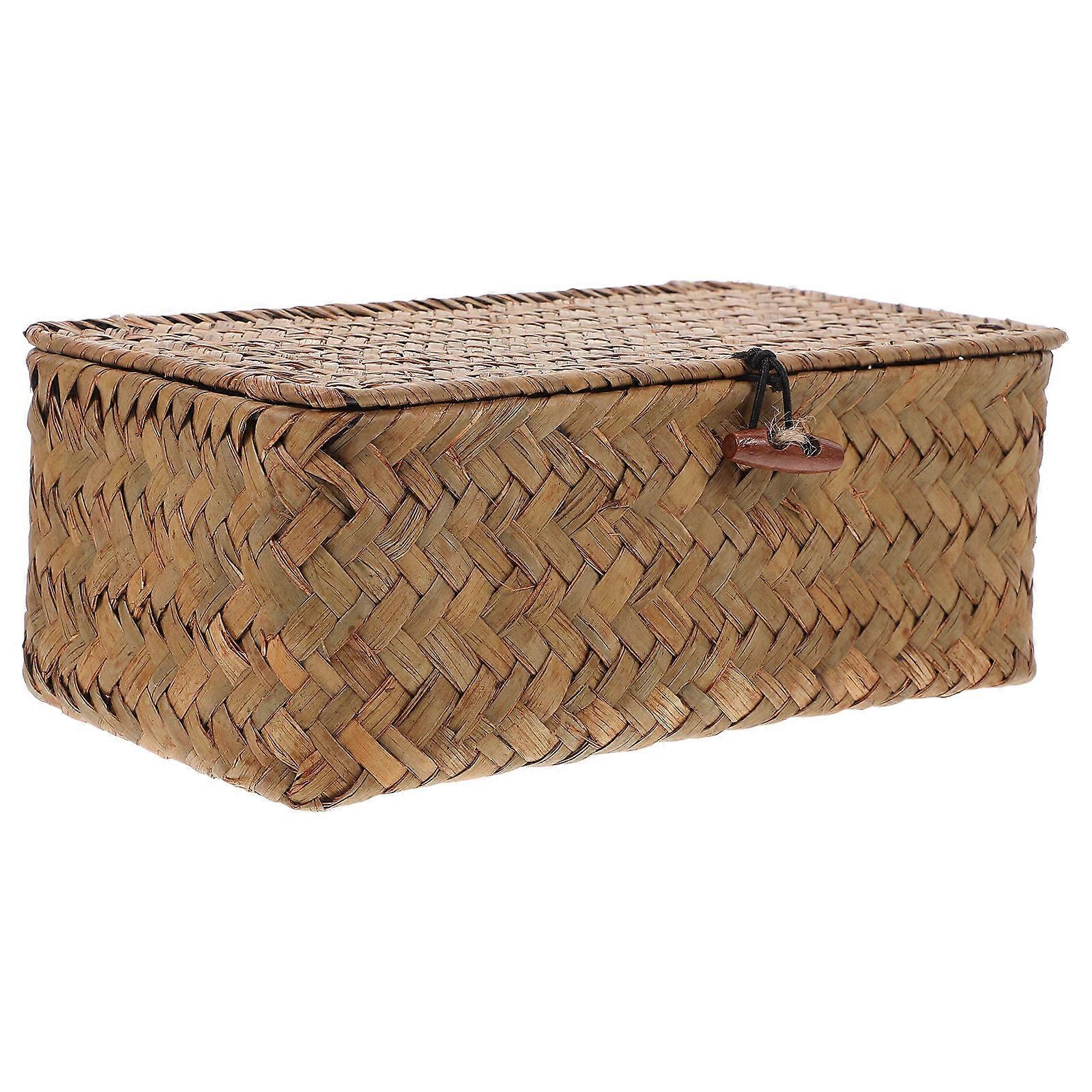 Storage Basket With Lid For Families Home Style Light Brown Rectangular Storage 1Set