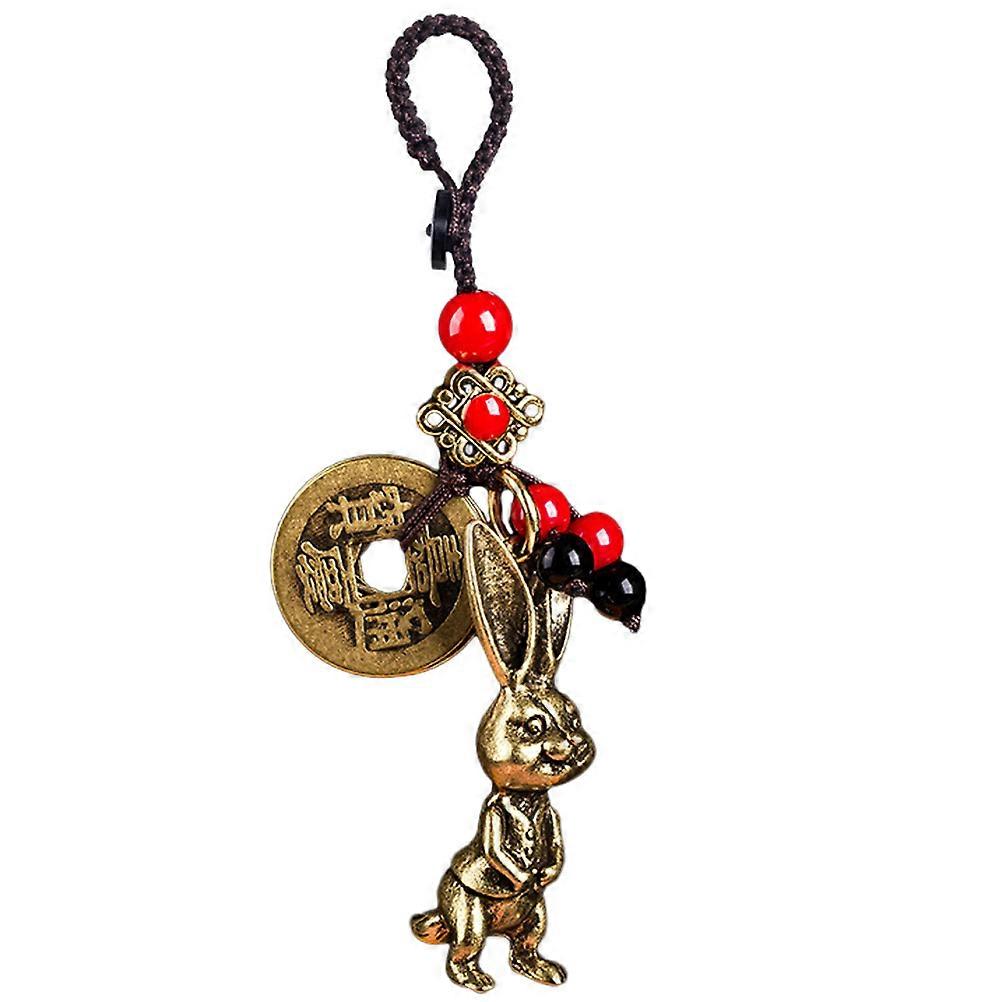 Pendant Keychain Rabbit Chinese Coin Decorative Key Organizer Handbag Charm Assorted Color 10.20X1.50X1.50CM Pendant 1Pack