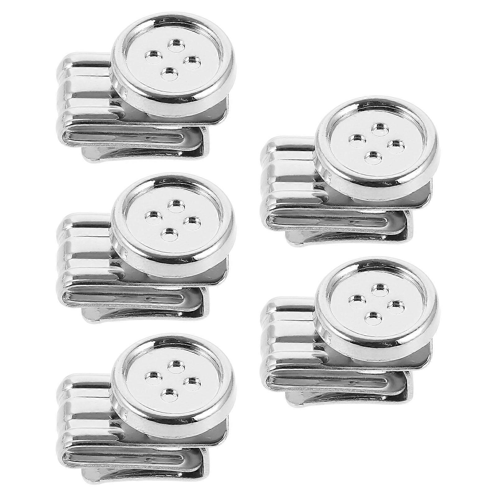 Suspenders for Men Button End Multi-Use Suspender Buttons Minimalist Design Outdoor Sports Silver 2.20X1.50X1.30CM 5Pcs