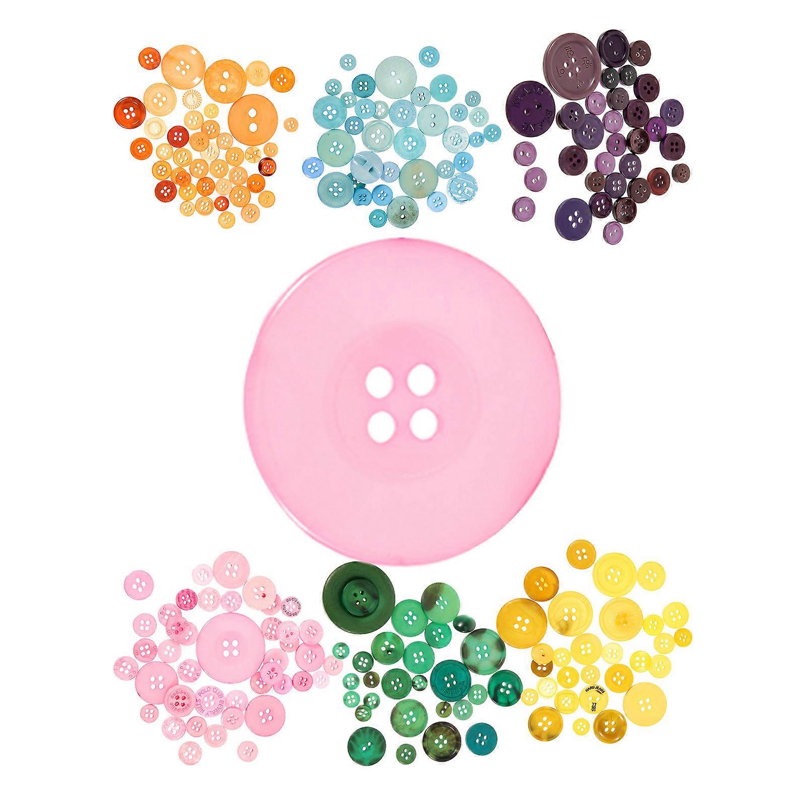 Assorted Color Resin buttons for DIY Sewing Projects with Prehole Design 6 Packs