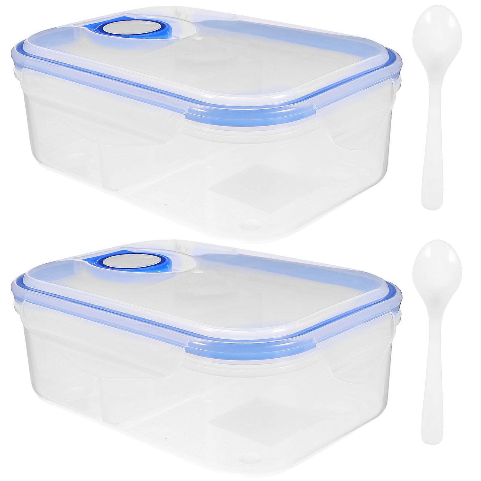 Portable Lunch Box Fruit Storage Container Outdoor Use PP Material Simple-Style Design Convenient Carrying Multiple Foods 2Pcs