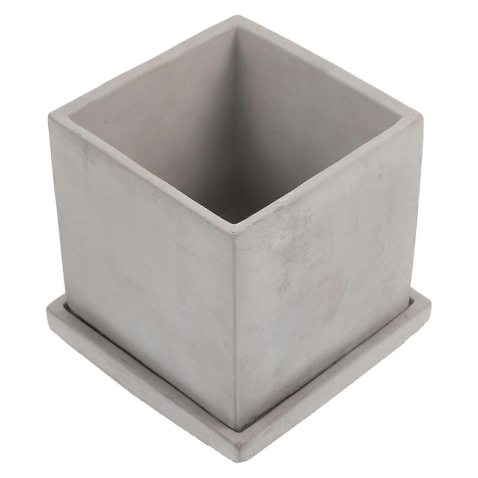 Modern Small Cement Flowerpot Planter for Succulents with Tray