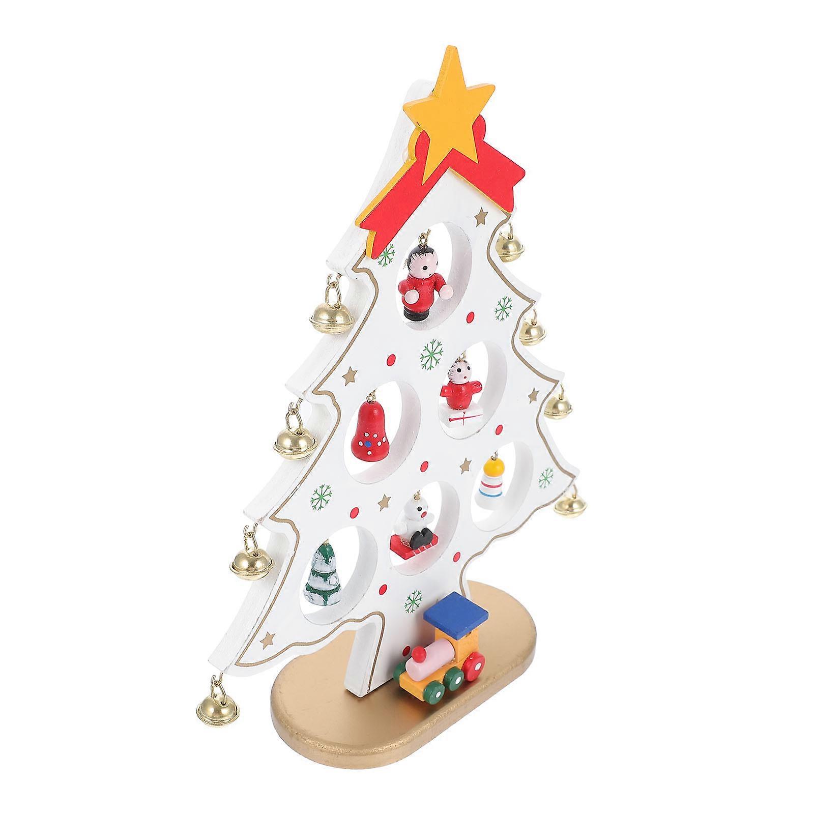 Decorative Christmas Trees Tabletop Scene Xmas White Wood Shape 1Set