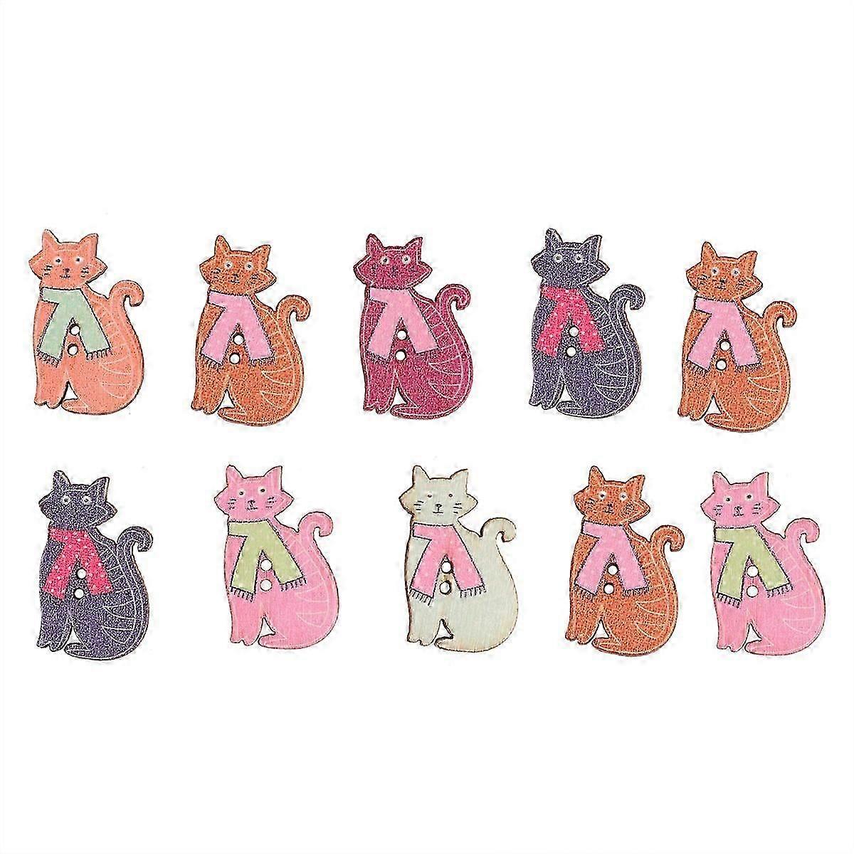 Craft Sewing Button Animal Button For Clothing Scarf Cat Buttons Mixed Colors 3 X 1.9 X 0.1Cm 50Pack