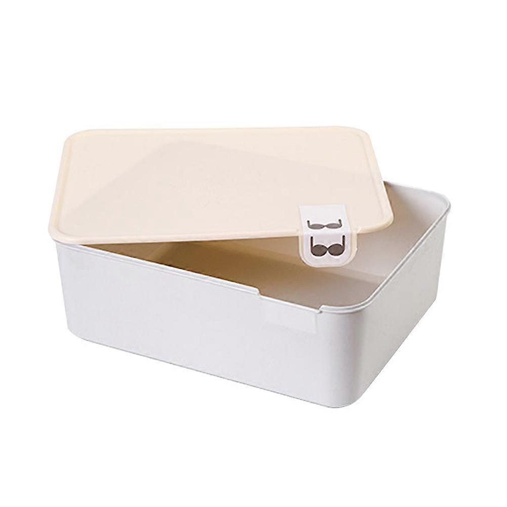 Sock Organizers Square Storage Box With Beige Cover For Effective Organizing Of Underwear 1Set