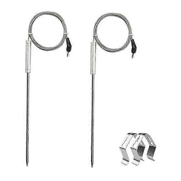 2-pack Meat Probe for Thermopro TP20 TP17, with 2 grill probe holder clips.