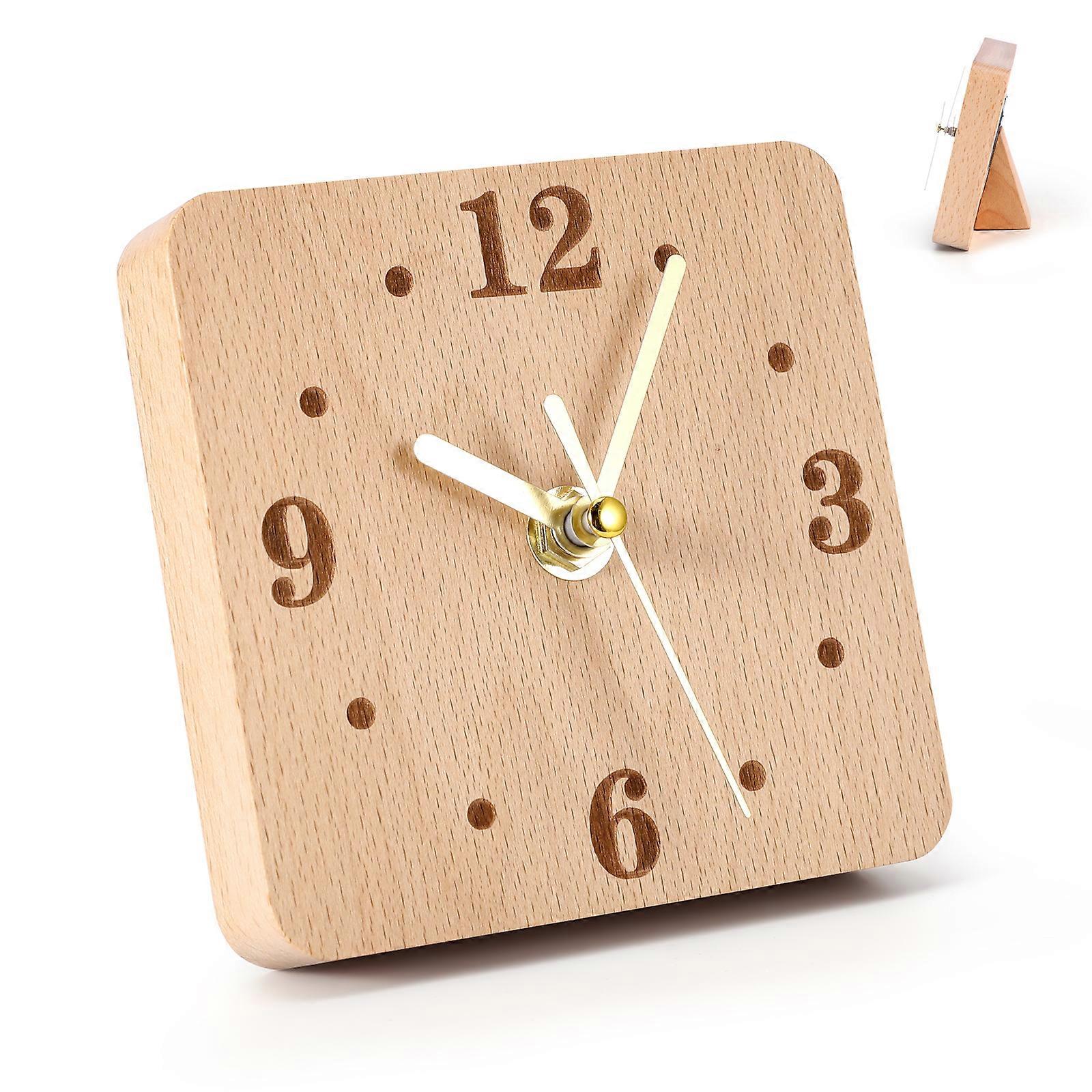 Beech Wooden Desktop Clock with Second Hand