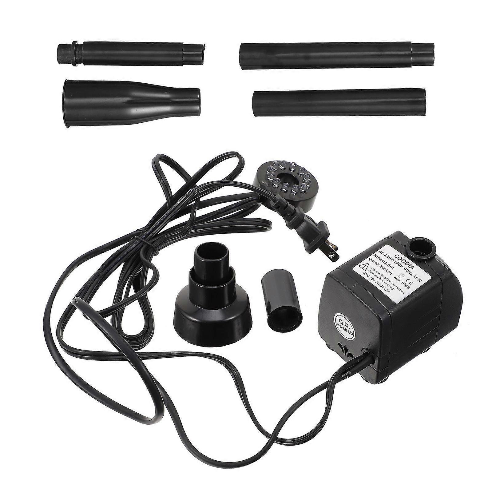 Durable Fountain Pump with LED Lights for Aquarium Quiet Design ABS Material Black 4pcs LED