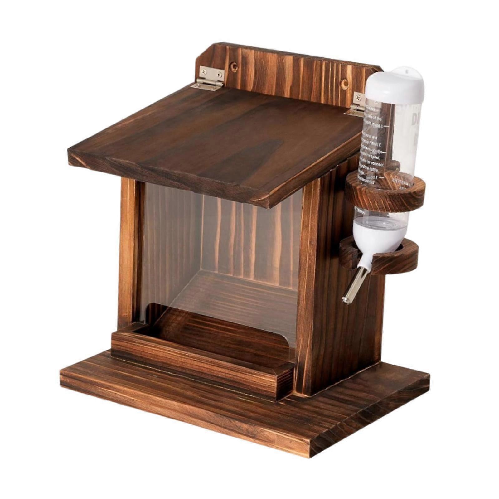 Wood Squirrel Feeder Stable Spacious Handcrafted for Decorative Garden Patio