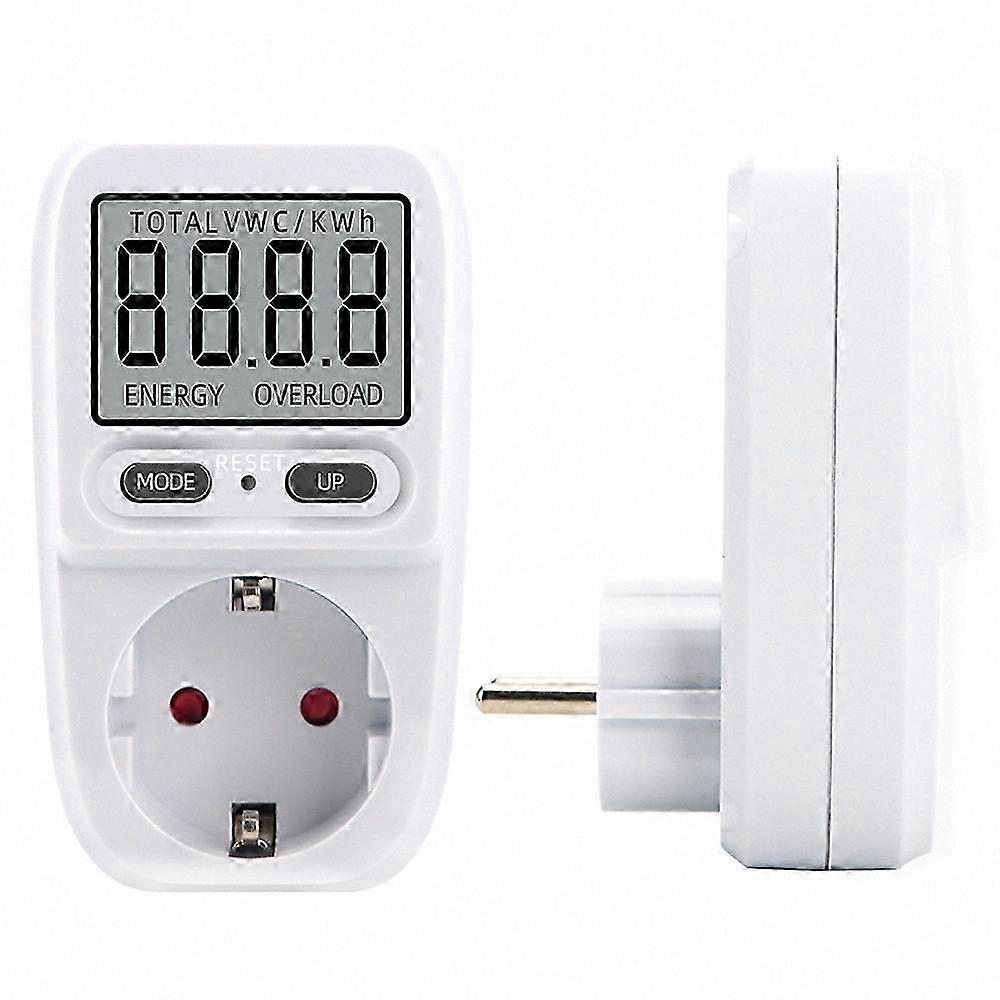 LCD Energy Meter Socket, 230V/16A Power Consumption Monitor, Wattmeter with Display, Max Load 3680W, Single Pack