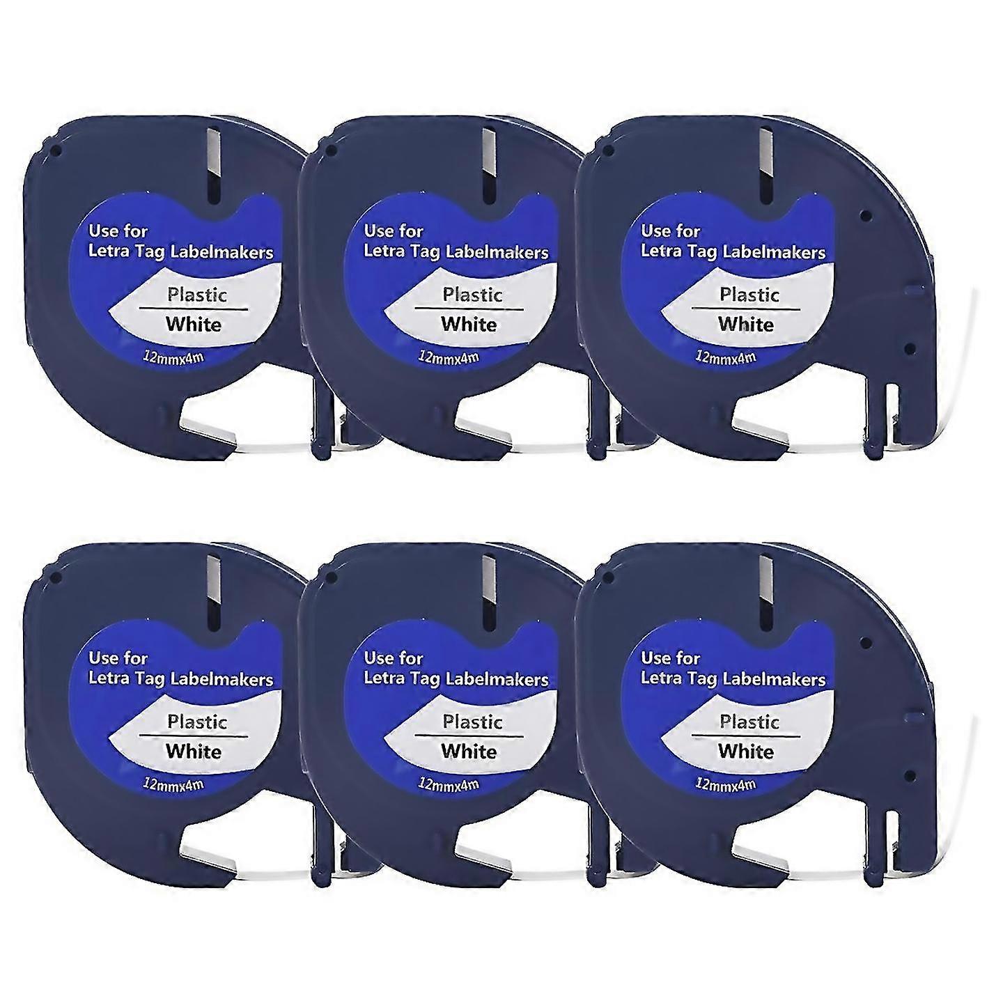 6pcs Letratag Refills Label Tapes Label Maker For Dymo 91331white 4m X 12mm Label Printer For Dymo L