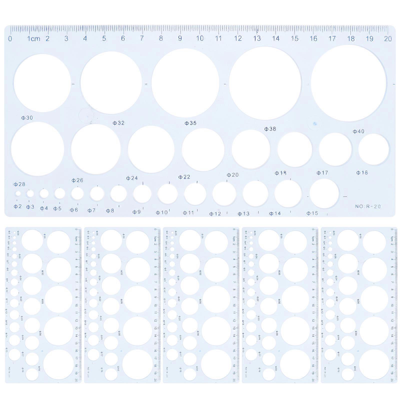 Plastic Drafting Ruler 6Pcs Drawing Stencils Ruler For Children Engineering 21X10.1Cm Convenient Carrying