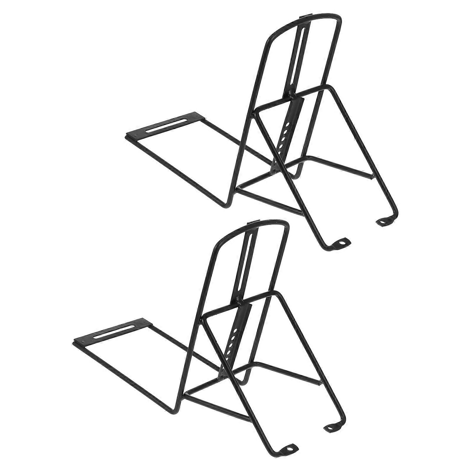 Bike Cargo Fork Rack 2Pcs Strong Front Carrier Block For Cyclists Riding Black Iron Hollow Design